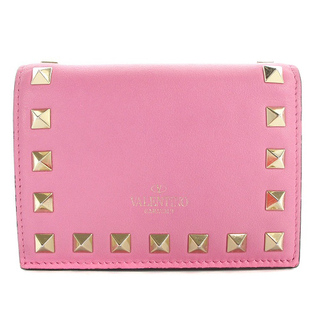ヴァレンティノガラヴァーニ(valentino garavani)のヴァレンティノ ガラヴァーニ 財布 ロックスタッズ装飾 二つ折り ピンク(財布)