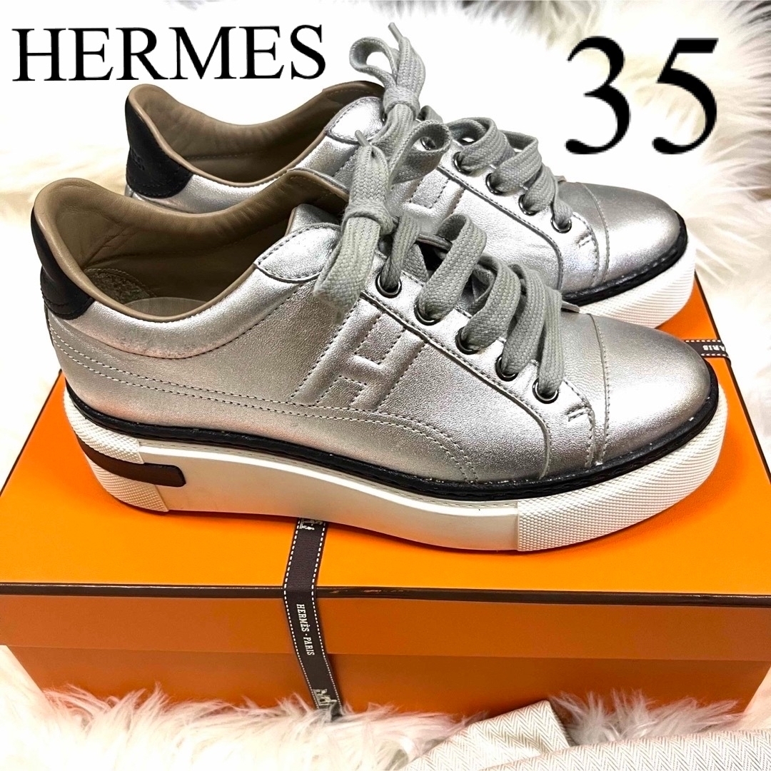 【希少】HERMES 新作 レディース スニーカー ヴォルテージ シルバー 38