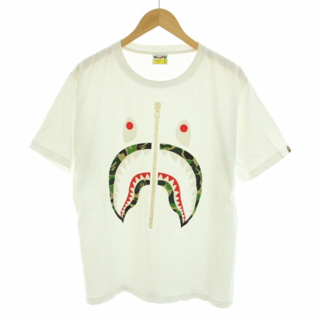 A BATHING APE Gold Zip Shark Tee CAMO L