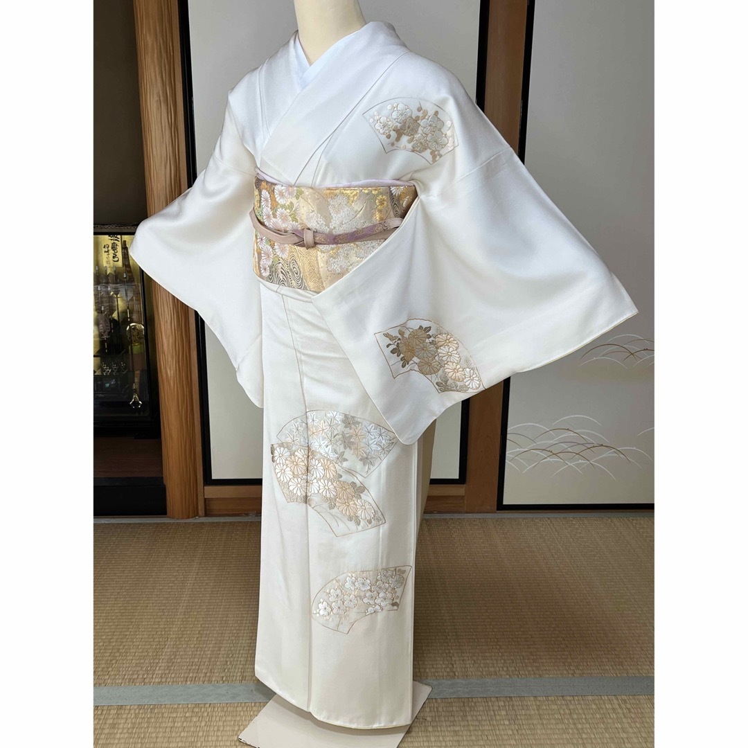 作家物 刺繍のポイント 辻が花 美しい地紋 付け下げ 紋なし-