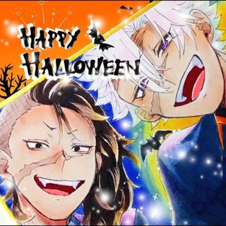 鬼滅の刃 不死川兄弟 ★ ハロウィンバージョン② 手描きイラスト 色紙(アート/写真)