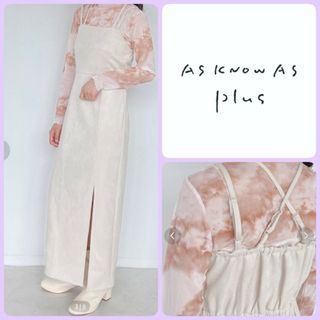 アズノウアズ(AS KNOW AS)の♡新品AsKnowAsPlus 裾スリットポンチキャミロングワンピースアイボリー(ロングワンピース/マキシワンピース)