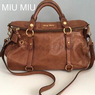 【美品】miumiu 2wayハンドバッグ　サイドリボン　ブラウン　正規品