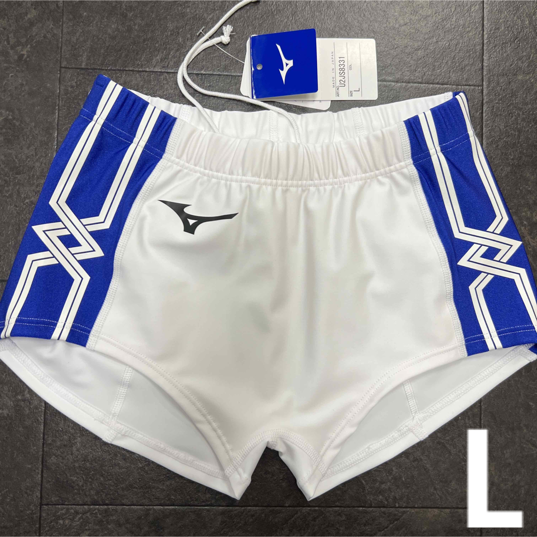 ミズノ　女子陸上レーシングショーツ　Lサイズ　ホワイト×サーフブルー　新品 | フリマアプリ ラクマ