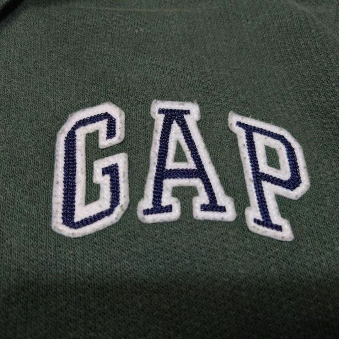 GAP 刺繍 フルジップ スウェット パーカー 古着 ギャップ グリーン 緑