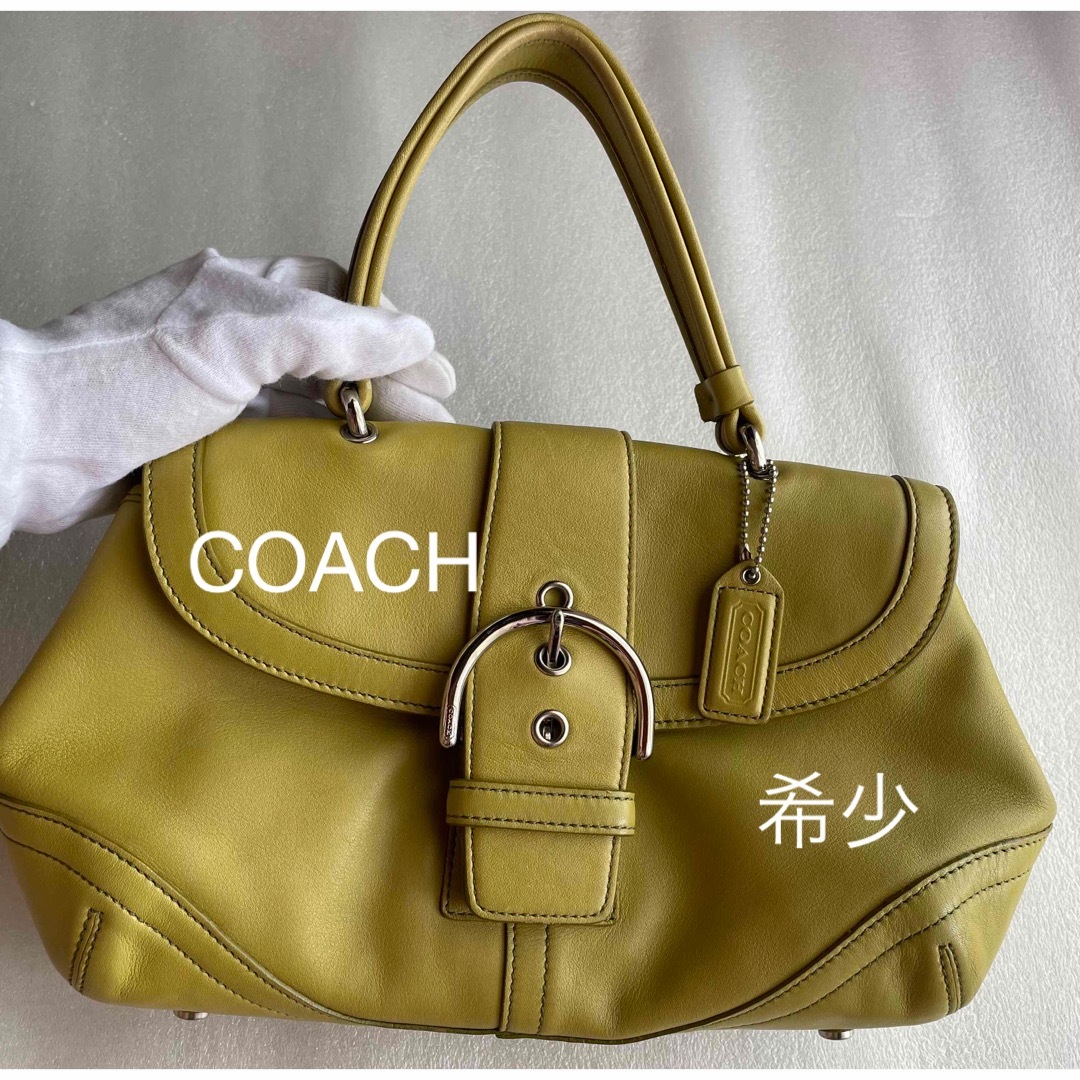 【COACH】フラップハンドバッグ　中シグネチャー柄　希少色♪本日限定お値下げ♪