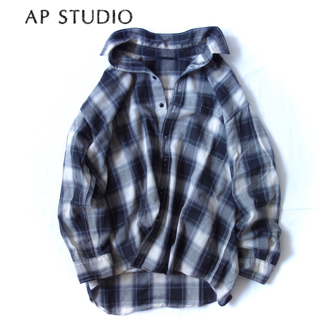 AP STUDIO オンブレチェックシャツ ダメージ加工 ビッグサイズ