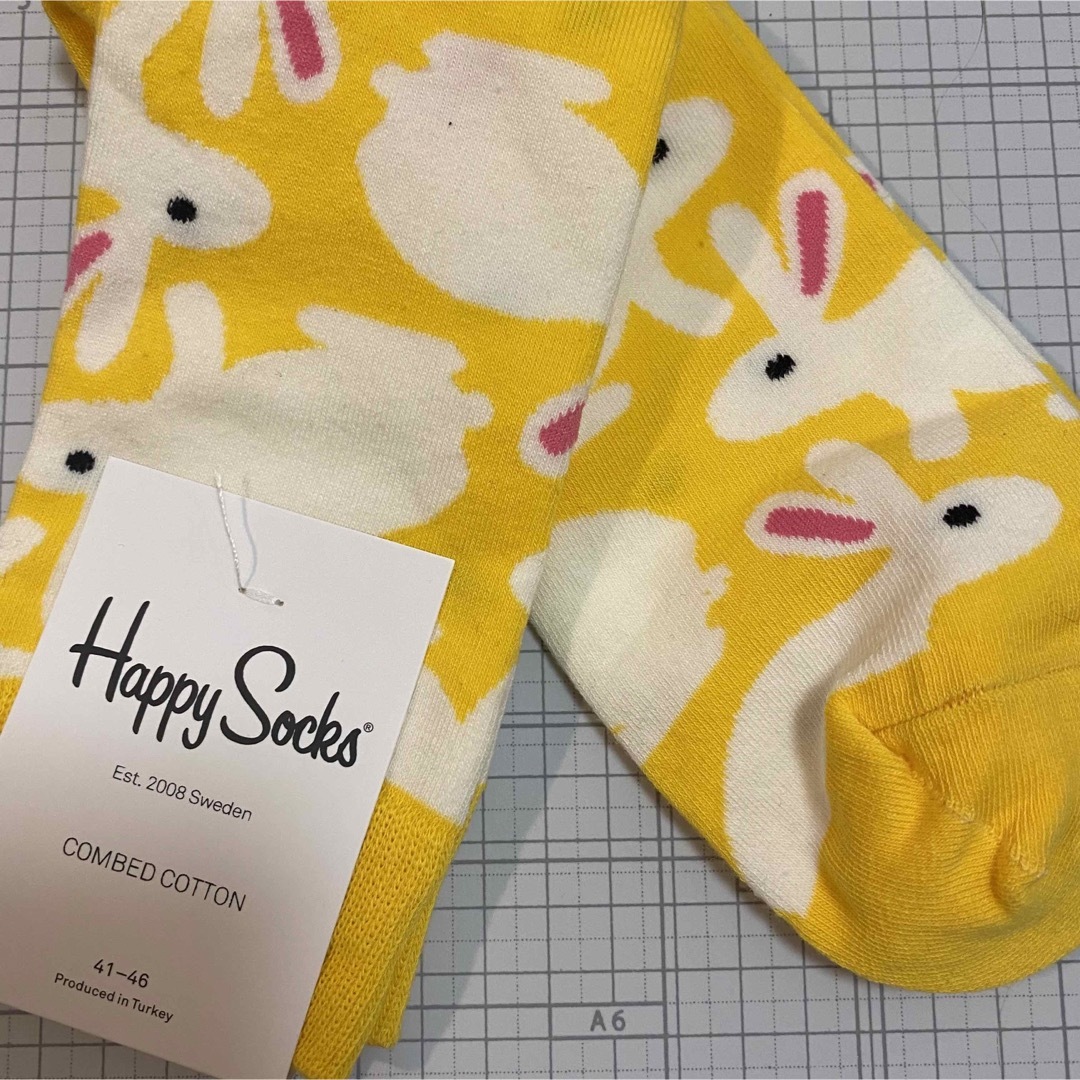 Happy Socks(ハッピーソックス)の未使用品新品 ハッピーソックス 靴下 メンズ ラビット うさぎ 兎 メンズのレッグウェア(ソックス)の商品写真