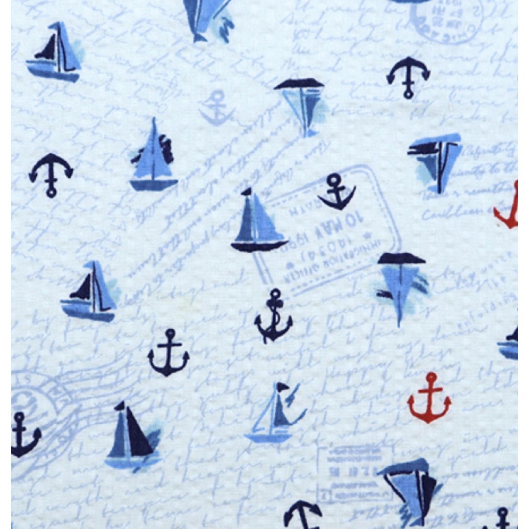 リップル イカリ&ヨット サックス ハンドメイドの素材/材料(生地/糸)の商品写真