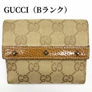 グッチ(Gucci)の希少GUCCI グッチ 二つ折り財布 GGキャンバス Wホック レザーキャンバス(財布)