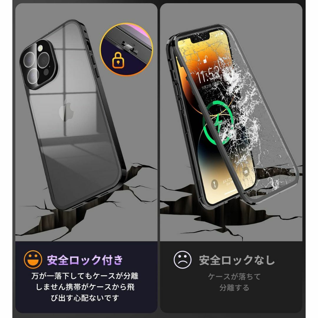 【ロック機能付き・自動ポップアップボタン】 iPhone14 Pro 用 ケース 4