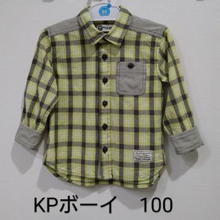 ケーピーボーイ(KP BOY)のKPボーイ　チェックシャツ　長袖　イエロー　100 ニットプランナー　ケーピーボ(Tシャツ/カットソー)