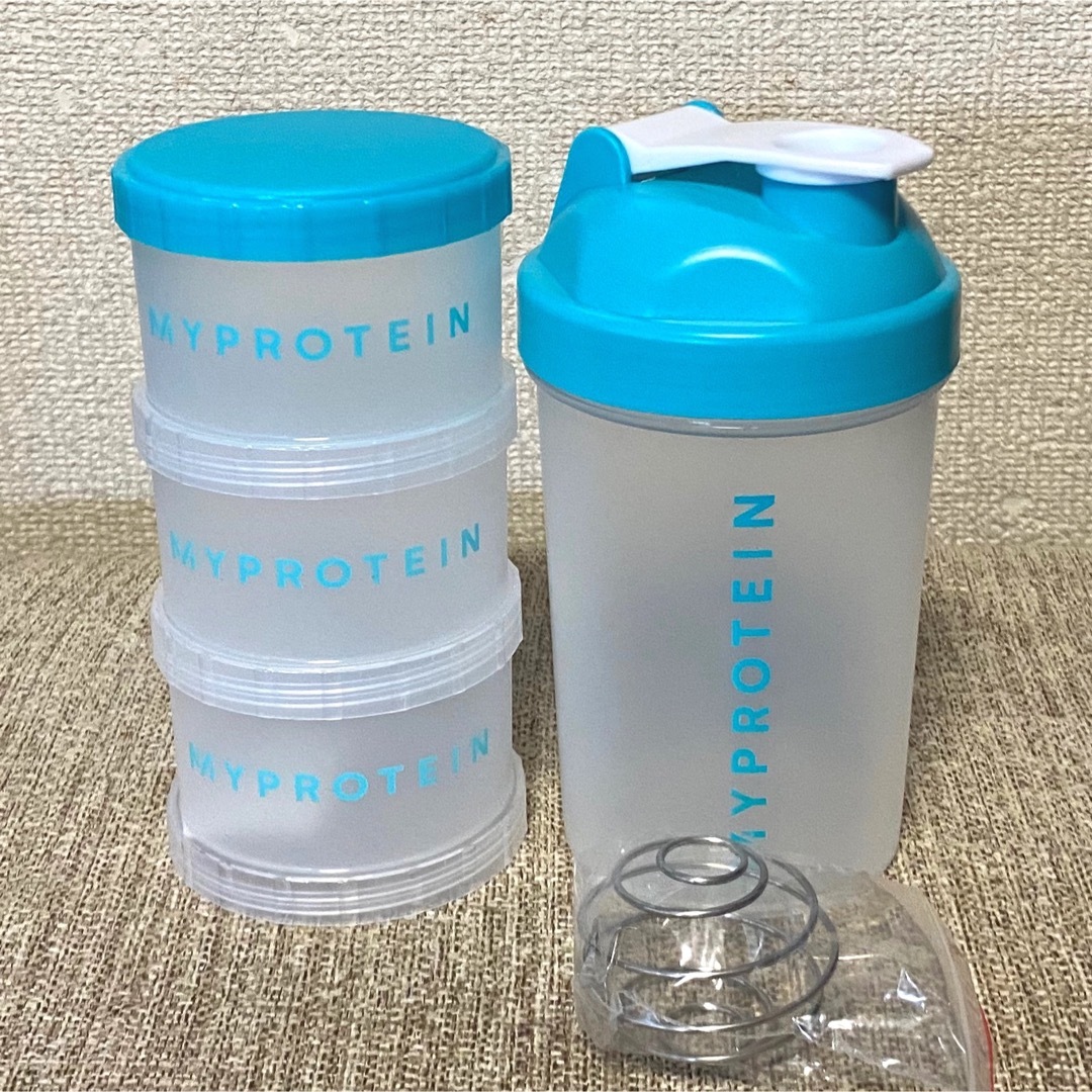 マイプロテイン 青ストレージボックス＆青シェイカー 400ml