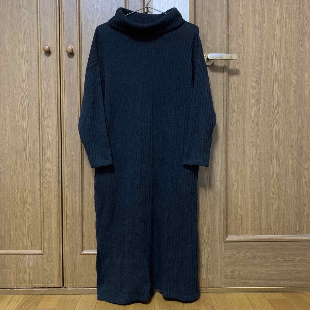 chocol raffine robe(ショコラフィネローブ)のchocol raffine robe ハイネックニットワンピース 黒 Fサイズ レディースのワンピース(ロングワンピース/マキシワンピース)の商品写真