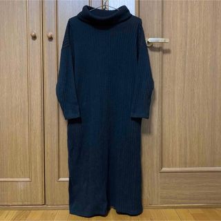 ショコラフィネローブ(chocol raffine robe)のchocol raffine robe ハイネックニットワンピース 黒 Fサイズ(ロングワンピース/マキシワンピース)