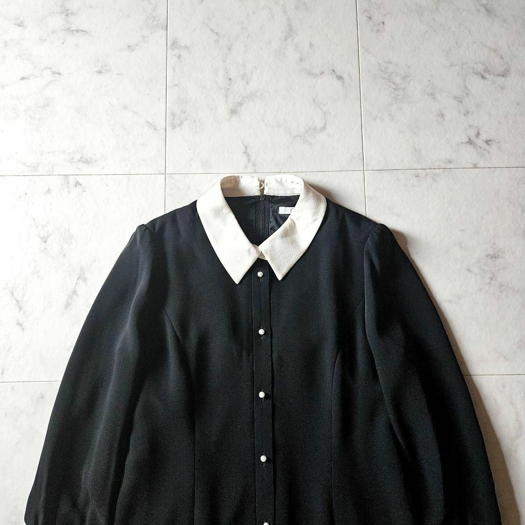 【極美品】フォクシー 白襟 シルク ワンピース パールボタン カフス