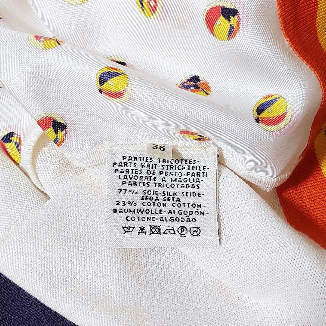 HERMES エルメス ツイルレーヌ シルク切替 ニット セーター HERMES エルメス ツイルレーヌ シルク切替 ニット セーター