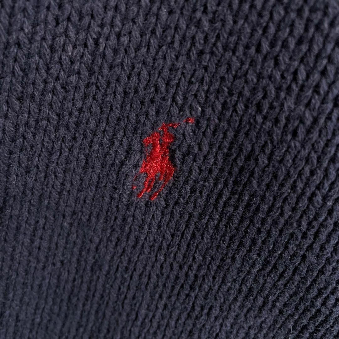 POLO RALPH LAUREN(ポロラルフローレン)の【鬼フェード】ポロラルフローレン　刺繍ロゴ　ポニー　コットンニットセーター　紺 レディースのトップス(ニット/セーター)の商品写真