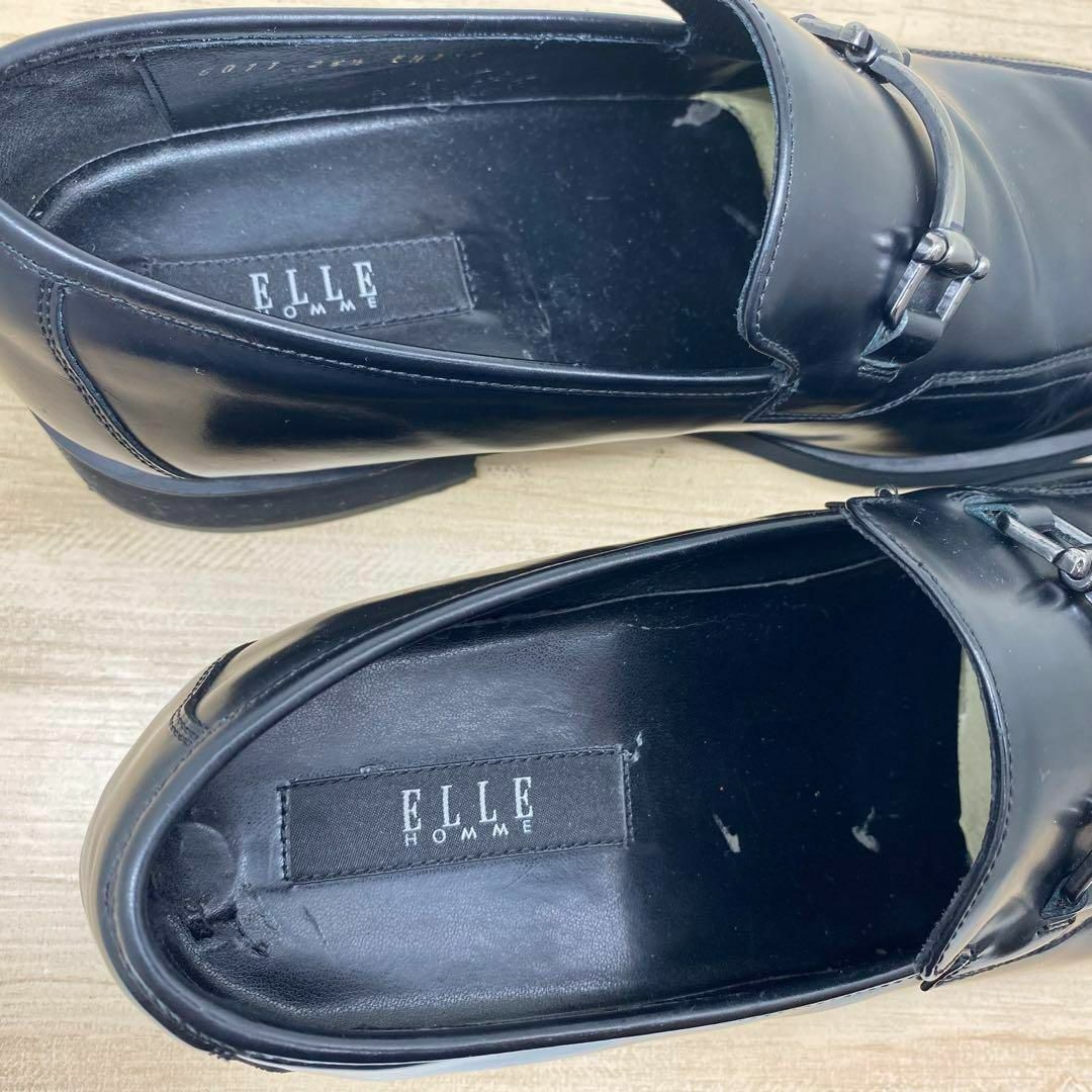 【メンズブランド革靴】エルオム　25.5cm 　美品ビットローファー　黒