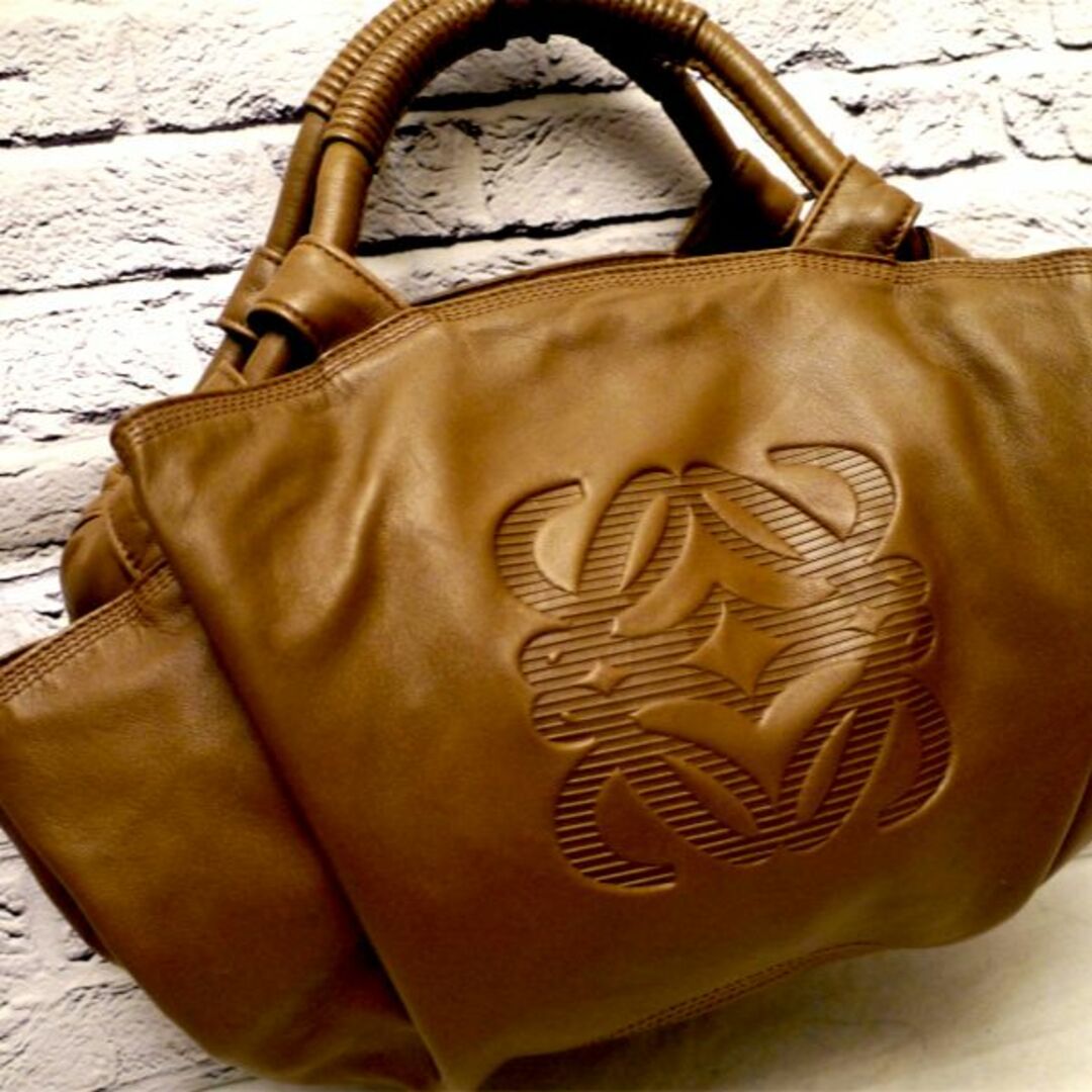 美品22万◇LOEWE ロエベ ナッパアイレ レザー トート ハンド バッグ 茶