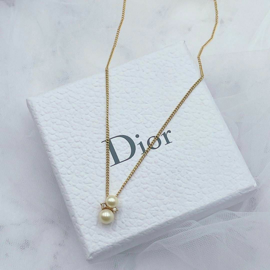 ✨美品✨ Dior パール ラインストーン ネックレス ヴィンテージ ゴールド