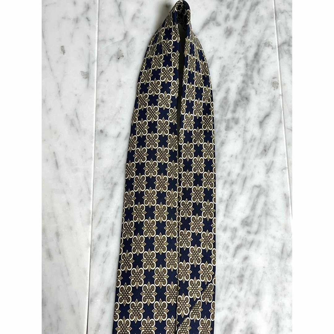 ✨極美品✨ HERMES エルメス フランス製 ひし形 ネイビー系 総柄