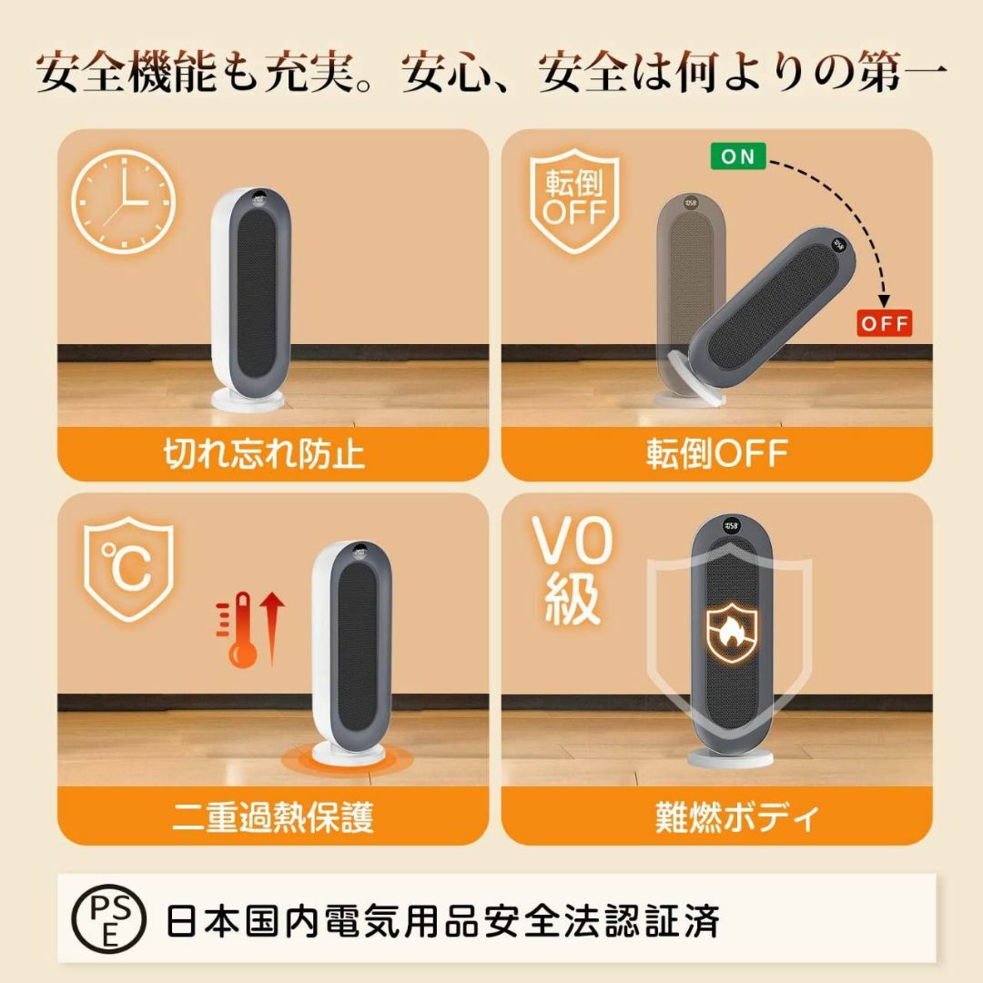 大風量セラミックヒーター 温風3段階調節機能 リモコン付き スマホ/家電/カメラの冷暖房/空調(電気ヒーター)の商品写真