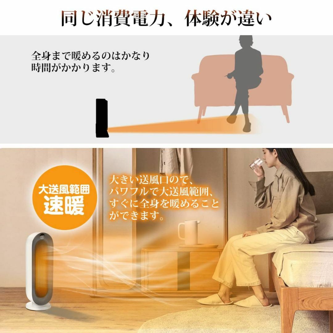 大風量セラミックヒーター 温風3段階調節機能 リモコン付き スマホ/家電/カメラの冷暖房/空調(電気ヒーター)の商品写真