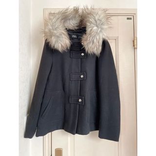 ザラ(ZARA)のZARA ザラ　ファーフード付きピーコート　ダッフルコート　アウター　レディース(ピーコート)