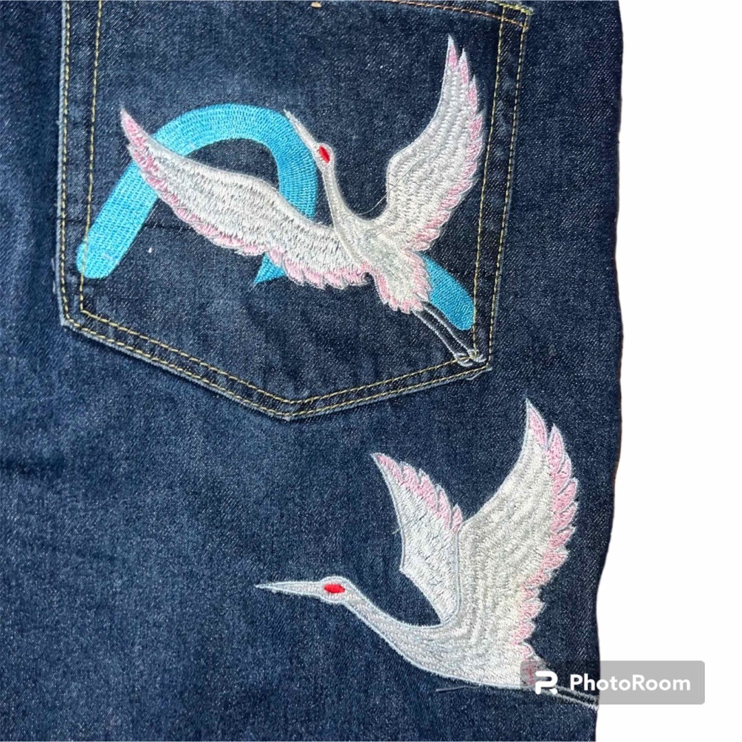 エヴィス　evisu バギーパンツ　太め　鶴　刺繍　激レア