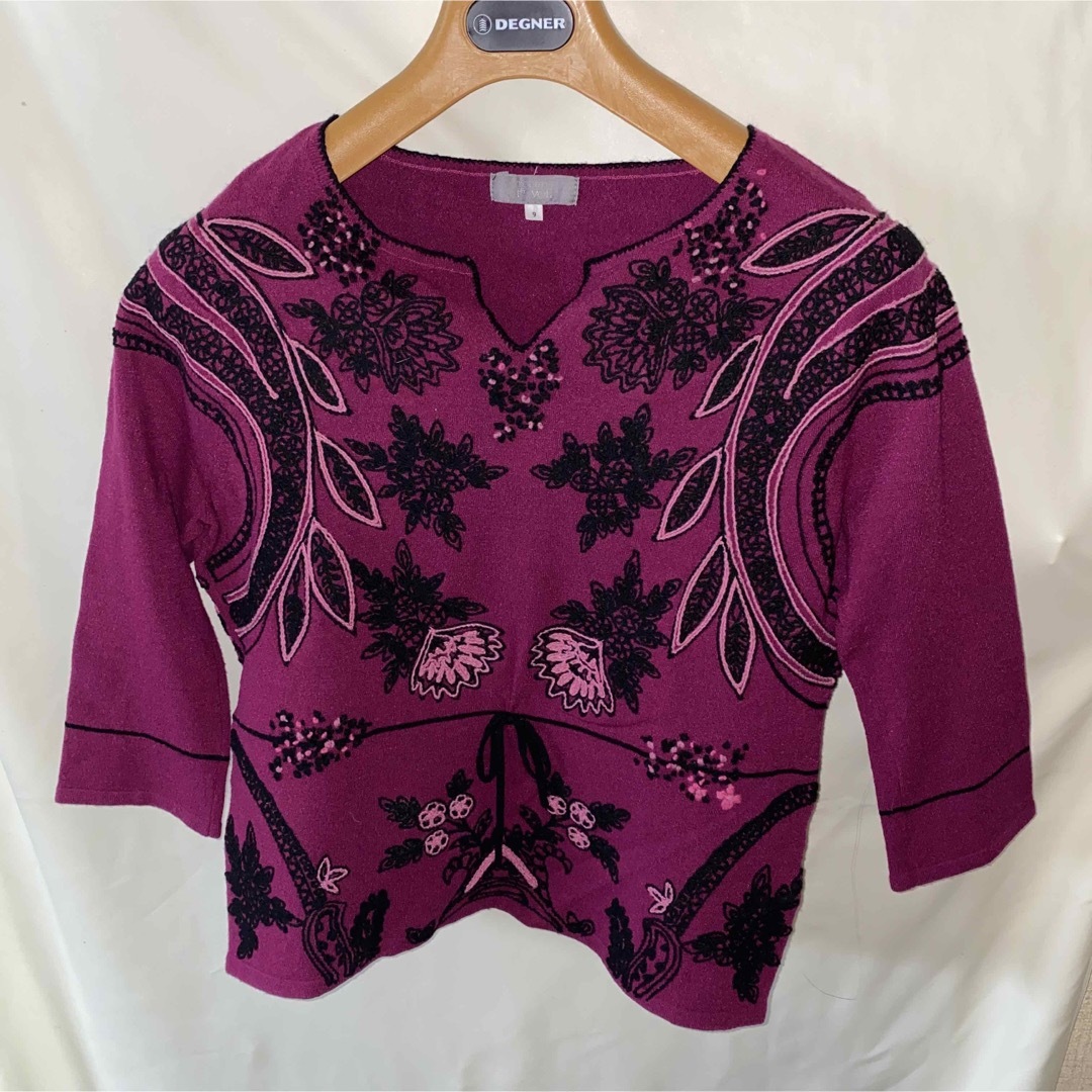 単品価格 TOKUKO 1erVOL紫刺繍Vネックセーター | palmsmg.org
