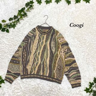 柄ニット　総柄　クージー　coogi 編み込み　好配色　デザインニット　マルチ(ニット/セーター)