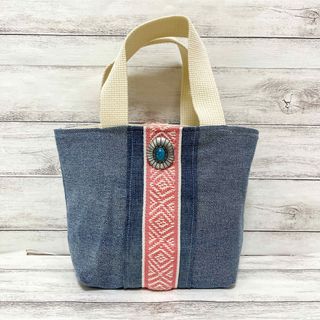 no.207 ハンドメイド ☺︎小さめトートバッグ☺︎ネイティブ　デニム(バッグ)