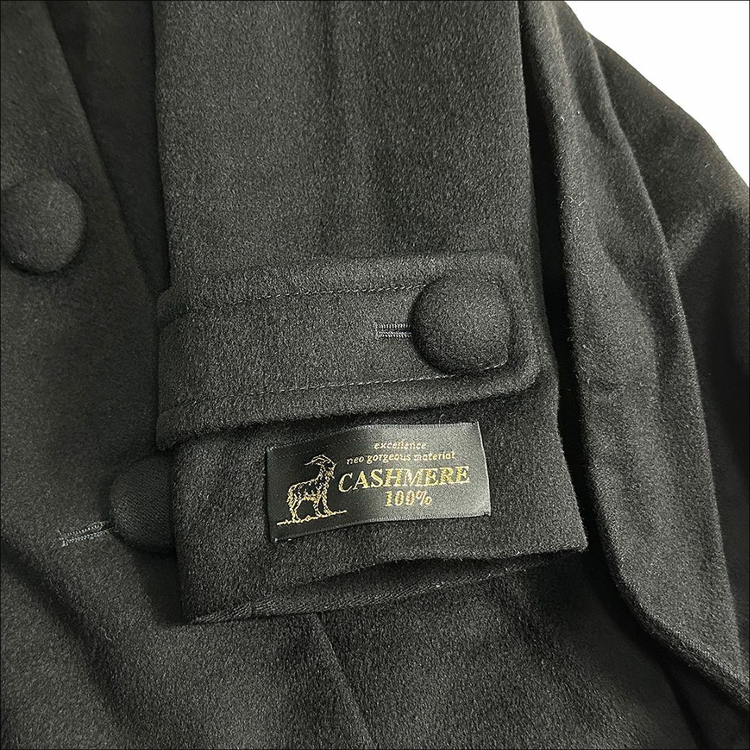 cashmere 美品【9AR】カシミヤ100% ファーコート アウター 黒