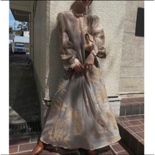 アメリヴィンテージ(Ameri VINTAGE)のAmeri RUBBER PAINT ART SHEER DRESS(ロングワンピース/マキシワンピース)