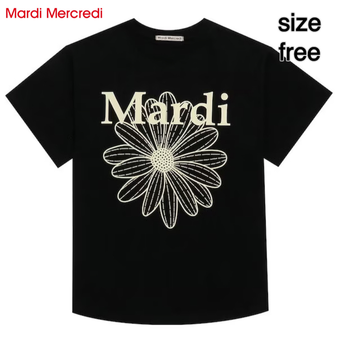 Mardi Mercrediマルディメクルディパーカー ブラック長袖 菊のロゴ