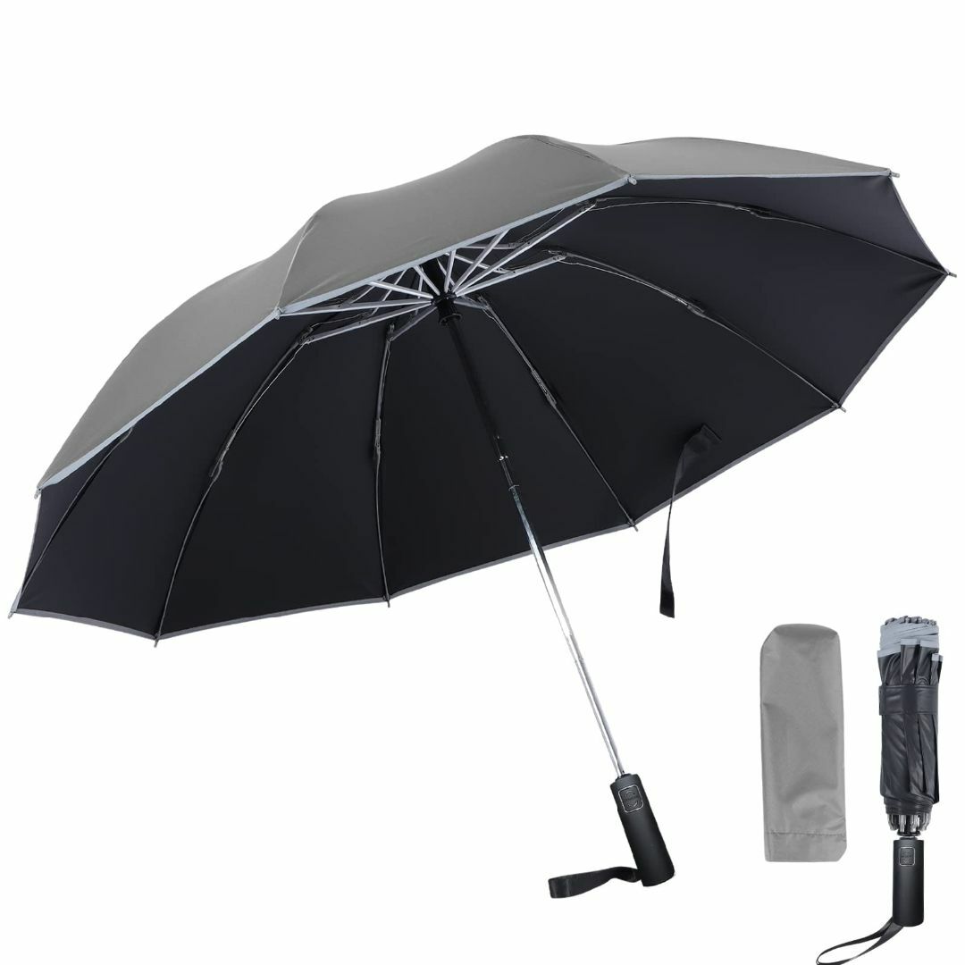 [Ｋａｙｉｙａｓｕ]折りたたみ傘 メンズ 大きい 傘【 逆折り式・反射テープ付き