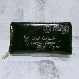 イヴサンローラン(Yves Saint Laurent)の【レア】 イヴサンローラン Yメール ラウンドファスナー 長財布 ブラック(財布)