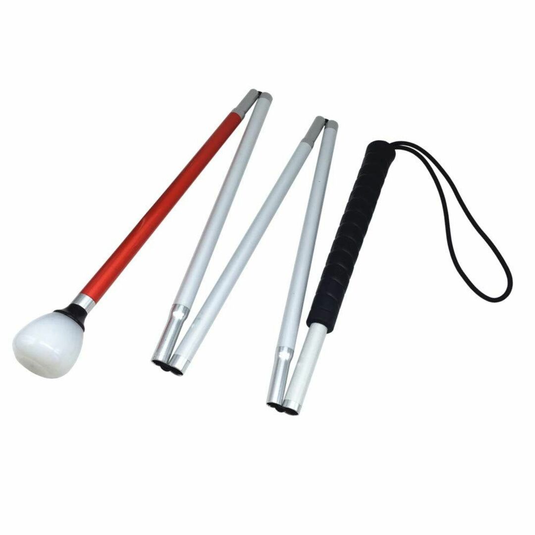 盲人用安全杖 白杖 携帯型折畳み式 (折りたたみ5段)アルミ製,携帯用ケース付