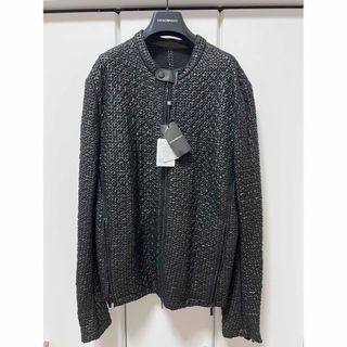 エンポリオアルマーニ(Emporio Armani)の新品:エンポリオアルマーニシープレザージャケット　メッシュ　54サイズ　ブラック(レザージャケット)