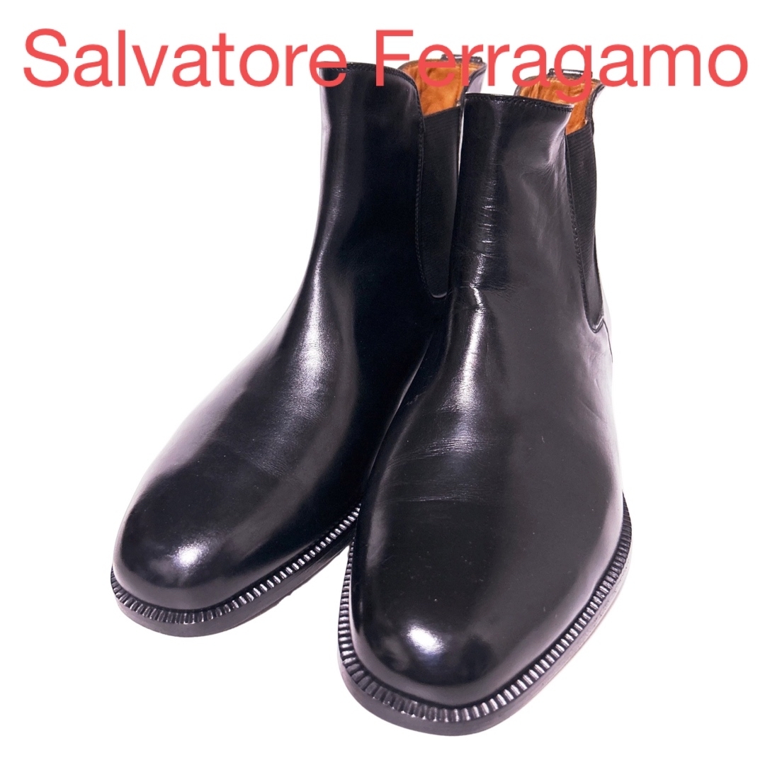 175.Salvatore Ferragamo サイドゴアブーツ 布タグ 5.5