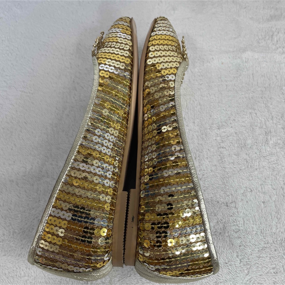 GINZA Kanematsu(ギンザカネマツ)の銀座かねまつ　スパンコール　フラットシューズ　リボン　22cm レディースの靴/シューズ(ハイヒール/パンプス)の商品写真