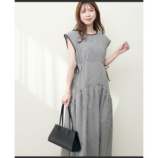 ナチュラルクチュール(natural couture)のnatural couture ドロストデザインチェック柄ワンピース(ロングワンピース/マキシワンピース)