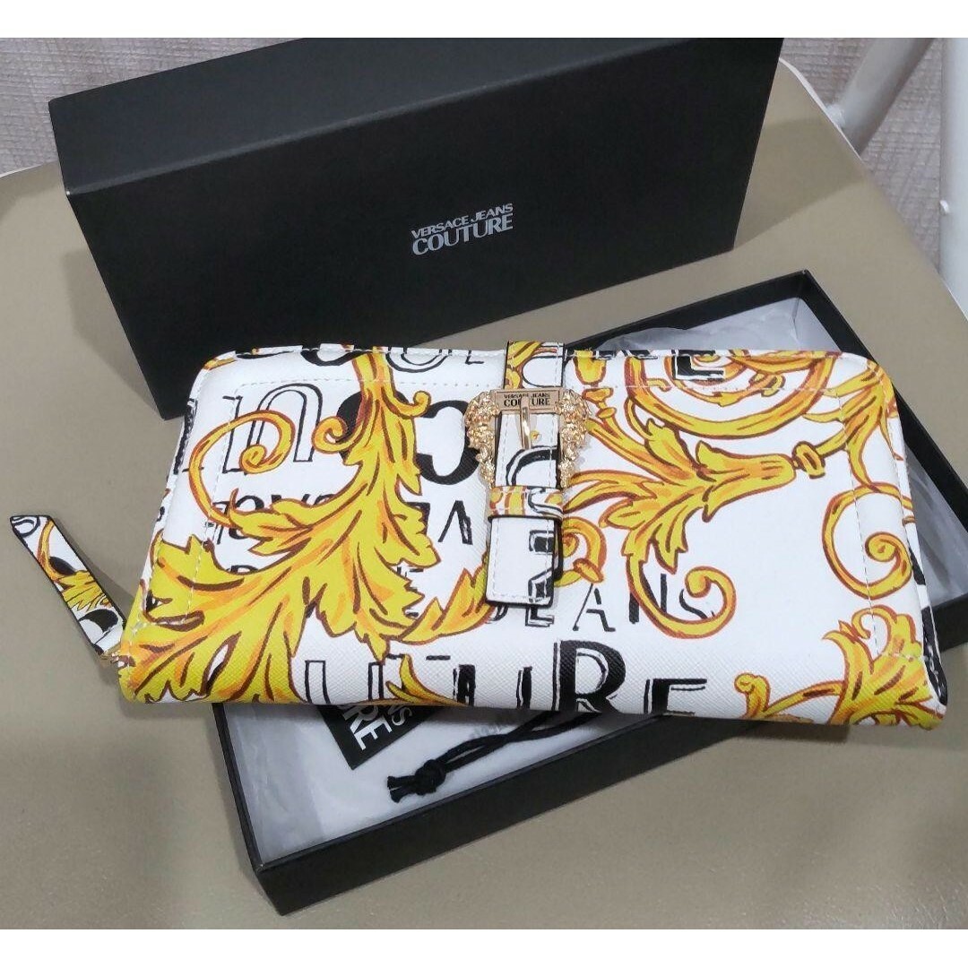 VERSACE JEANS COUTURE 長財布 ホワイト バロック