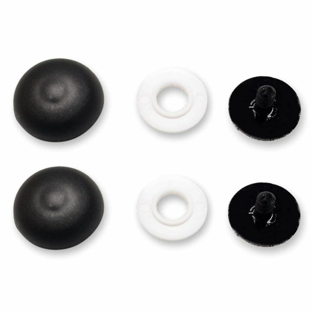 【色:P-19S黒頭/黒ピン_サイズ:2個セット】日本製 天ボタン 丸ボタン ト ハンドメイドの素材/材料(その他)の商品写真