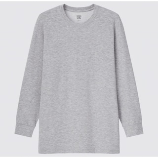 ユニクロ(UNIQLO)のヒートテックコットンクルーネックT（極暖・9分袖）03グレー(Tシャツ/カットソー(七分/長袖))