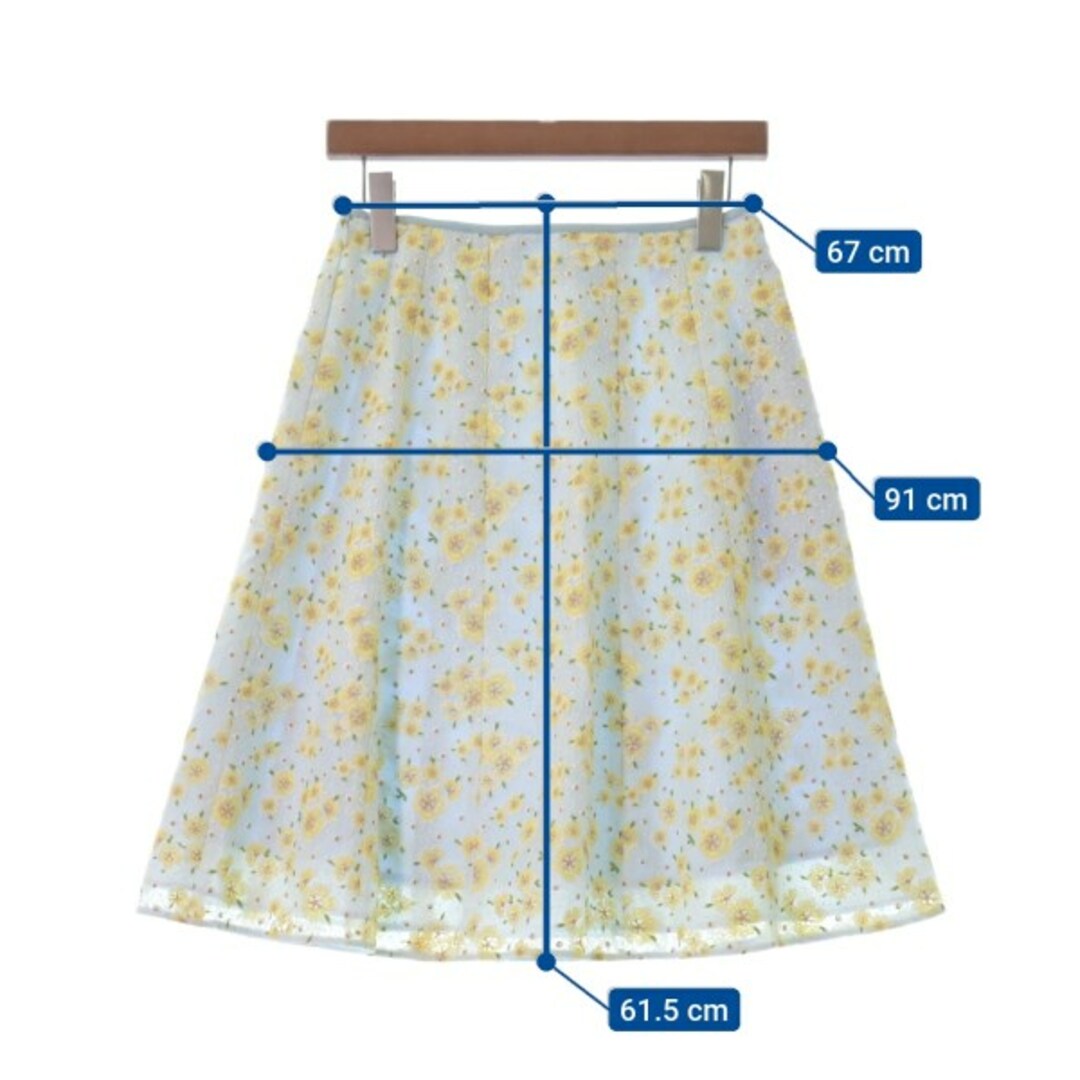 TOCCA トッカ ひざ丈スカート 2(M位) 水色系x黄系x緑系(花柄) 【古着】【中古】