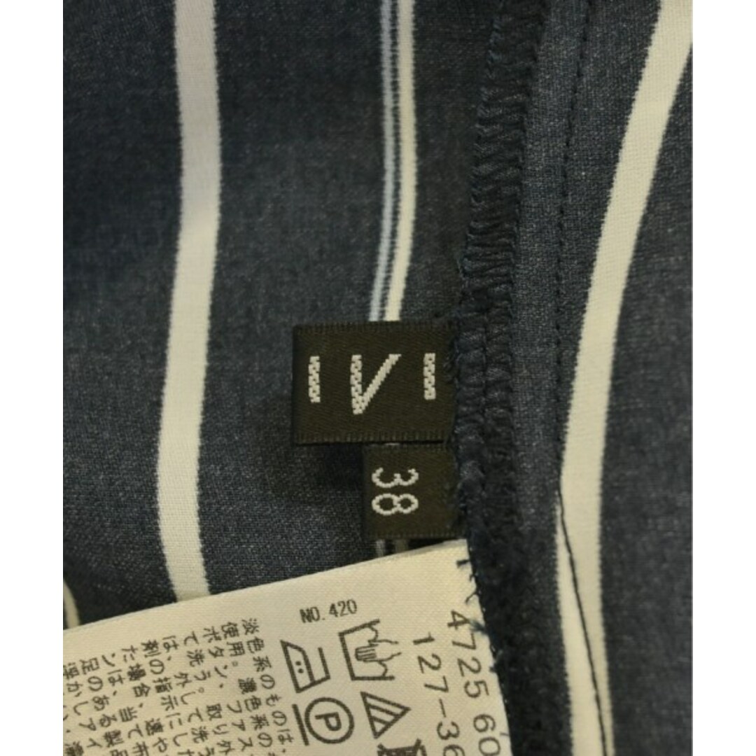 INDIVI(インディヴィ)のINDIVI インディヴィ カジュアルシャツ -(XL位) 紺x白(ストライプ) 【古着】【中古】 レディースのトップス(シャツ/ブラウス(長袖/七分))の商品写真