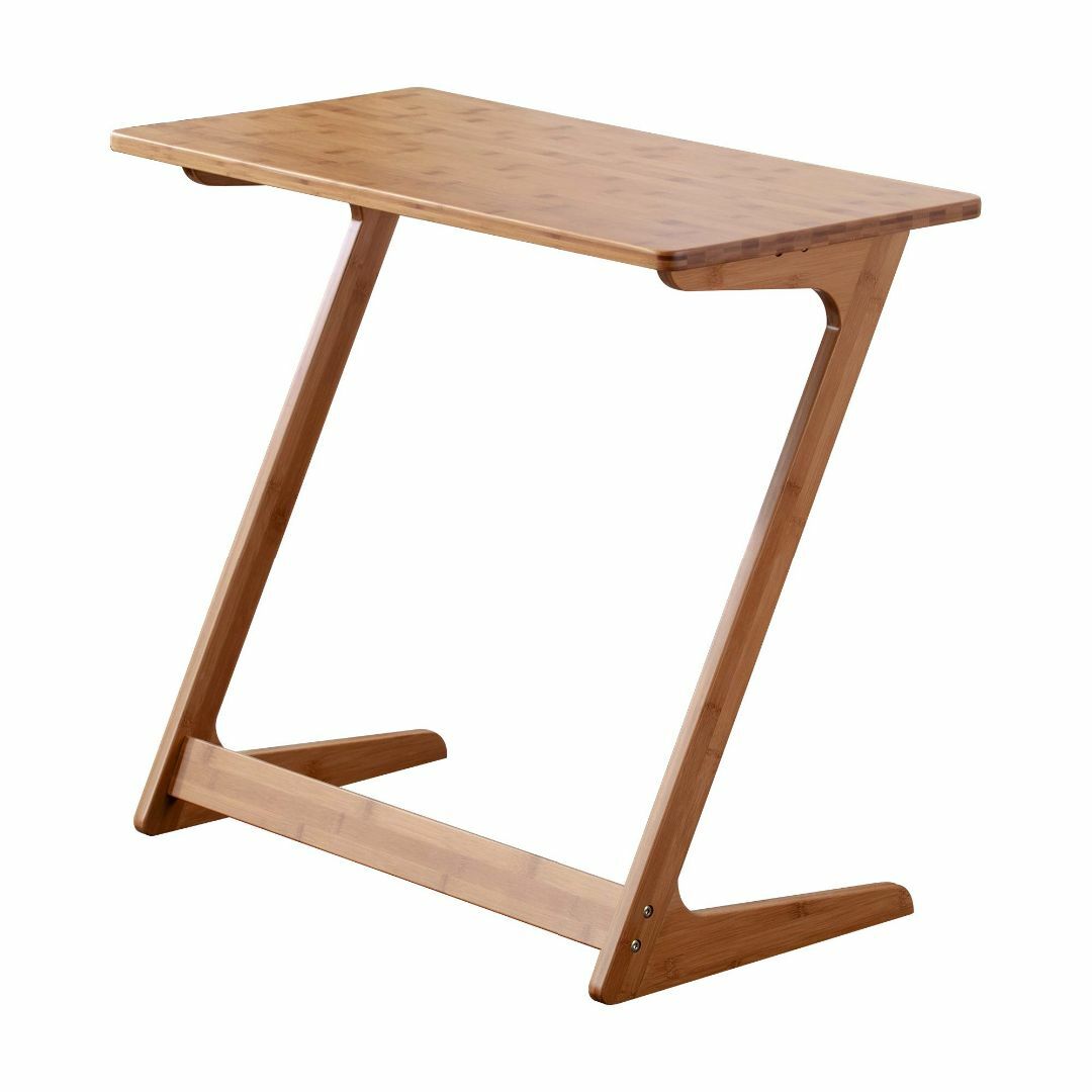 【色: 天然色】Forevich 竹製サイドテーブル コ字型 ベッドサイドテーブ