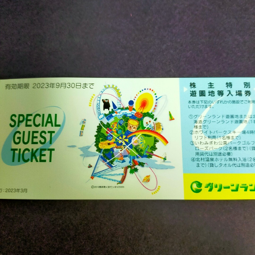 グリーンランド　株主優待券　各２枚　即日発送可 チケットの優待券/割引券(その他)の商品写真